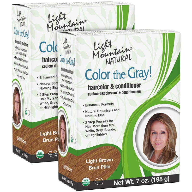 Light Mountain Henna Hair Color  Conditioner Color the Gray  Light Brown Hair Dye for MenWomen ChemicalFree SemiPermanent Hair Color for White Gray and Blonde Hair 7 Oz Pack of 2