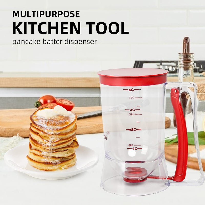Yieobel Yieobel Batter separator Cupcakes Pancakes Cookie Cake Waffles Batter Dispenser cookie separator batter Cream Speratator Cup Measuring Baking Tools (red)  - Image 3