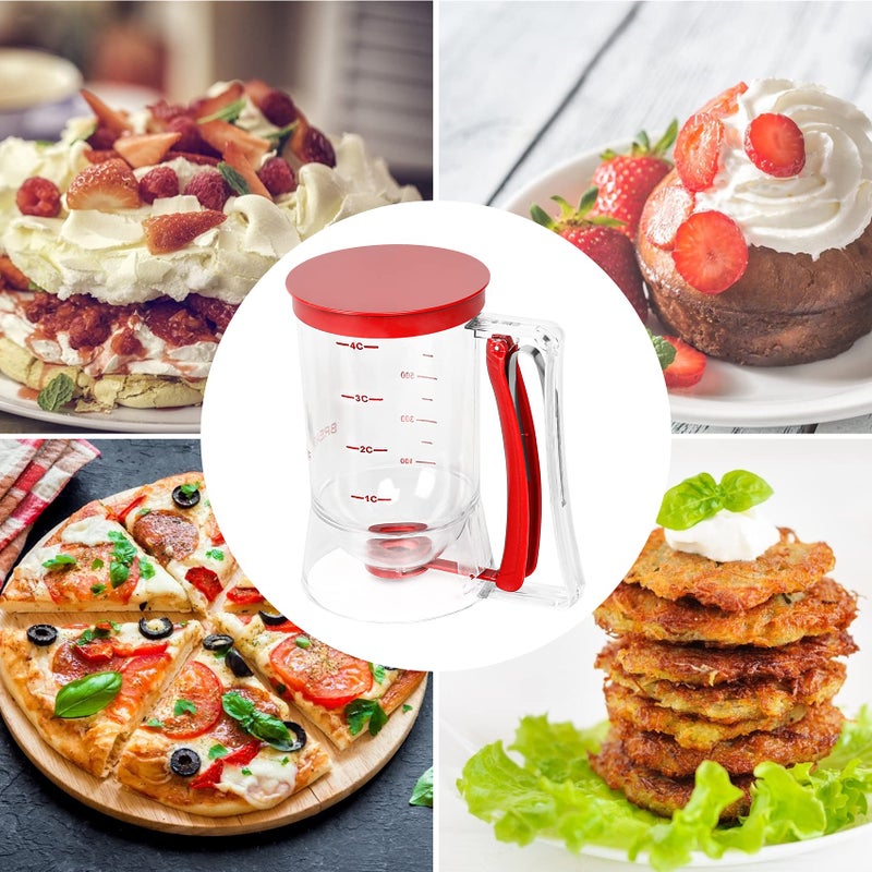 Yieobel Yieobel Batter separator Cupcakes Pancakes Cookie Cake Waffles Batter Dispenser cookie separator batter Cream Speratator Cup Measuring Baking Tools (red)  - Image 2