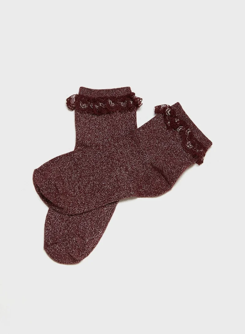VERO MODA 2 Pack Lace Trim Socks