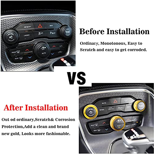 Auprite Climate Control Knob Covers for Challenger Accessories 2015-2023 2024, for Dodge Charger 2015-2023 2024, for Dodge Chrysler 300/300s 2015-2024,3Pcs Kit (Gold) - Image 4