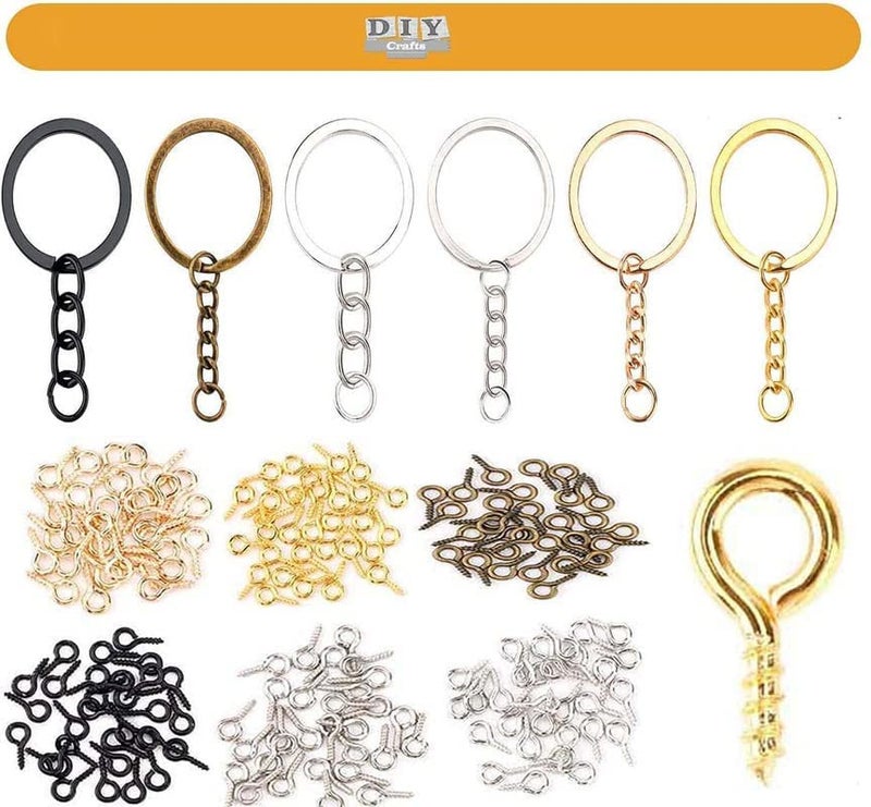 DIY Crafts DIY Crafts 100 Only Jump Rings, Golden Light, D Hook Type Swivel Clasps Set Metal Lanyard Snap Lobster Claw Clasps Keychain Rings Eye Screws Jump Rings Screw(100 Only Jump Rings, Golden Light)  - Image 2