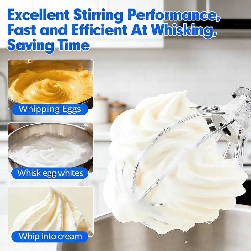 LIAMTU Heavy Duty 6 Wire Whisk Attachment for Kitchen Aid 4.5 & 5 Qt Tilt Head Mixers Stainless Steel Whip Replacement for K45WW, KSM90, KSM110 - Image 4