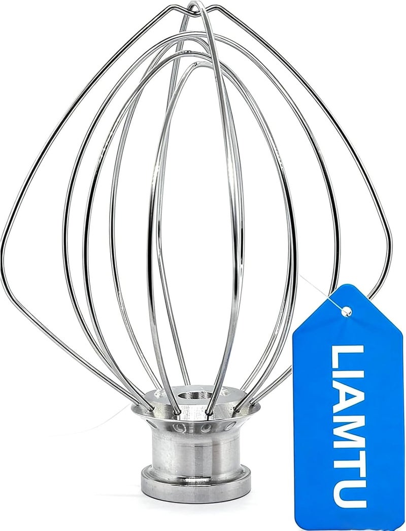 LIAMTU Heavy Duty 6 Wire Whisk Attachment for Kitchen Aid 4.5 & 5 Qt Tilt Head Mixers Stainless Steel Whip Replacement for K45WW, KSM90, KSM110 - Image 1