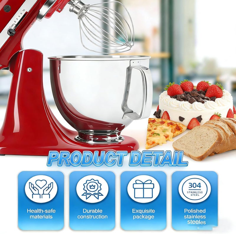 LIAMTU Heavy Duty 6 Wire Whisk Attachment for Kitchen Aid 4.5 & 5 Qt Tilt Head Mixers Stainless Steel Whip Replacement for K45WW, KSM90, KSM110 - Image 3