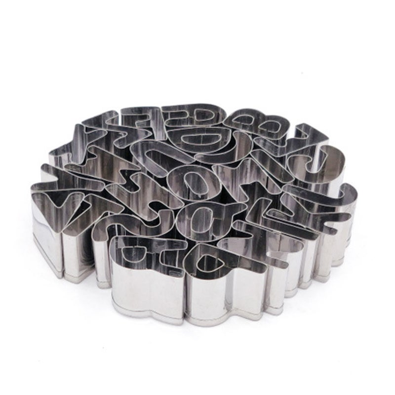 26PCS Cookie Cutters Set Stainless Steel Alphabet Letters Shape Biscuit Bread Fondant Cutters Mousse Cake Cutter Baking Pastry Baking Tool for Birthday Party Dessert Restaurant Kitchen Gadgets - Image 1