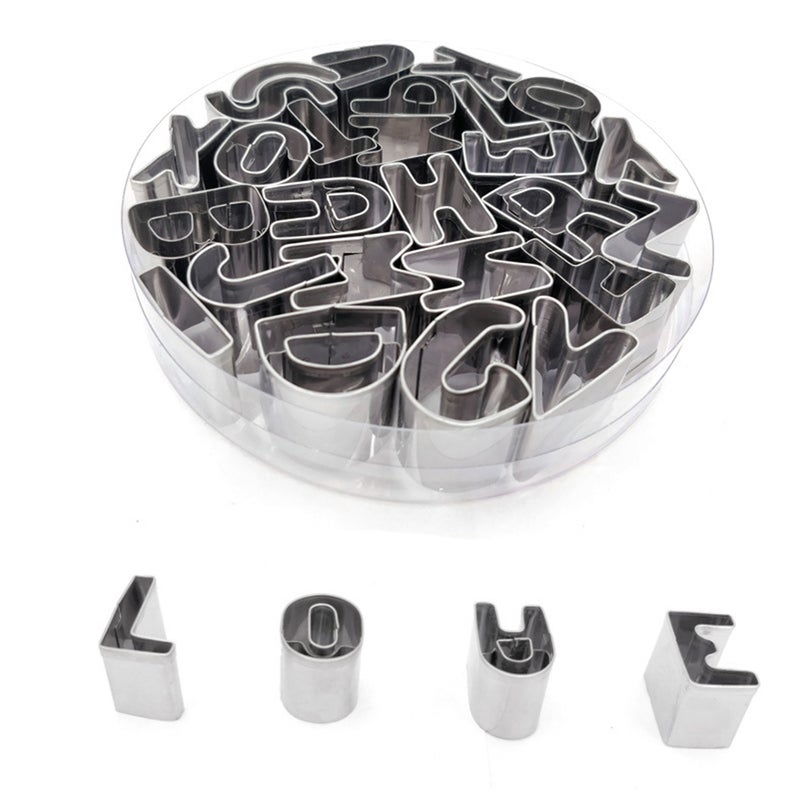 26PCS Cookie Cutters Set Stainless Steel Alphabet Letters Shape Biscuit Bread Fondant Cutters Mousse Cake Cutter Baking Pastry Baking Tool for Birthday Party Dessert Restaurant Kitchen Gadgets - Image 2