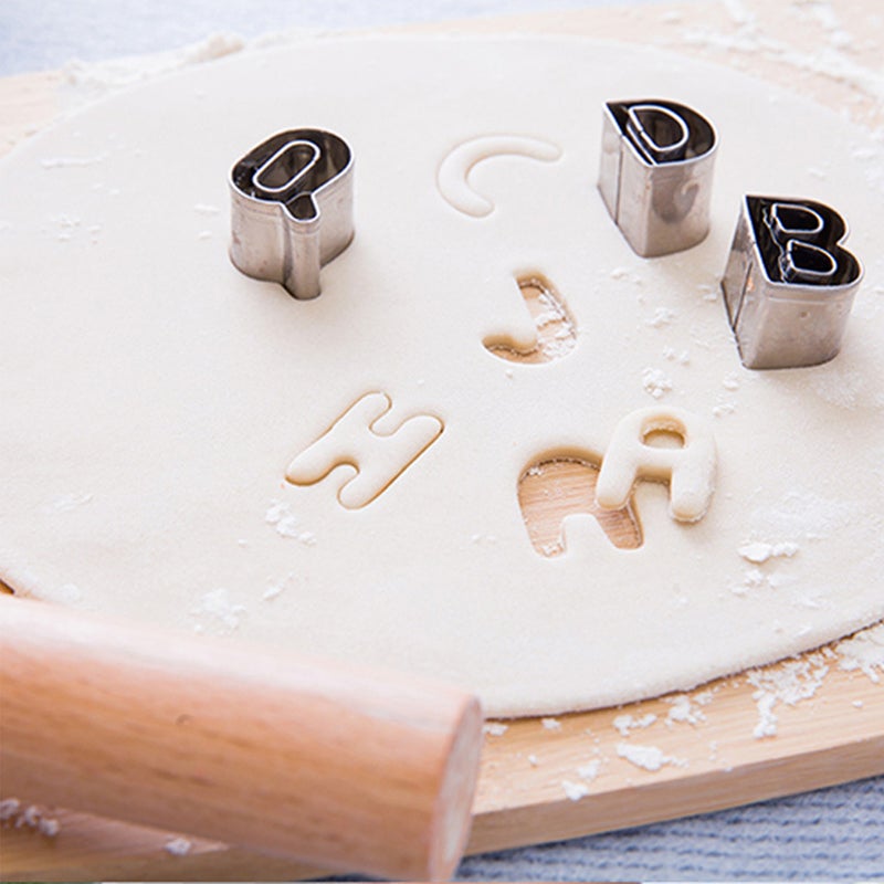 26PCS Cookie Cutters Set Stainless Steel Alphabet Letters Shape Biscuit Bread Fondant Cutters Mousse Cake Cutter Baking Pastry Baking Tool for Birthday Party Dessert Restaurant Kitchen Gadgets - Image 5