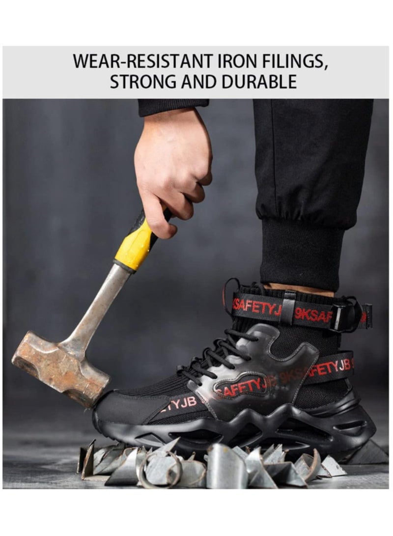 Men's Stylish Safety Work Boots Breathable Anti Smash Puncture Resistant with Steel Toe Protection Comfortable Lace Up Design(42 EUR) - Image 3