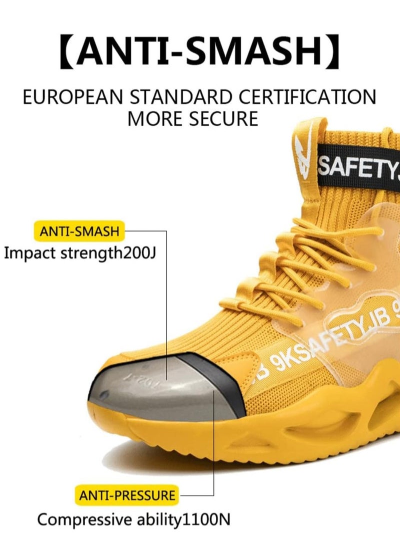 Men's Stylish Safety Work Boots Breathable Anti Smash Puncture Resistant with Steel Toe Protection Comfortable Lace Up Design(42 EUR) - Image 4