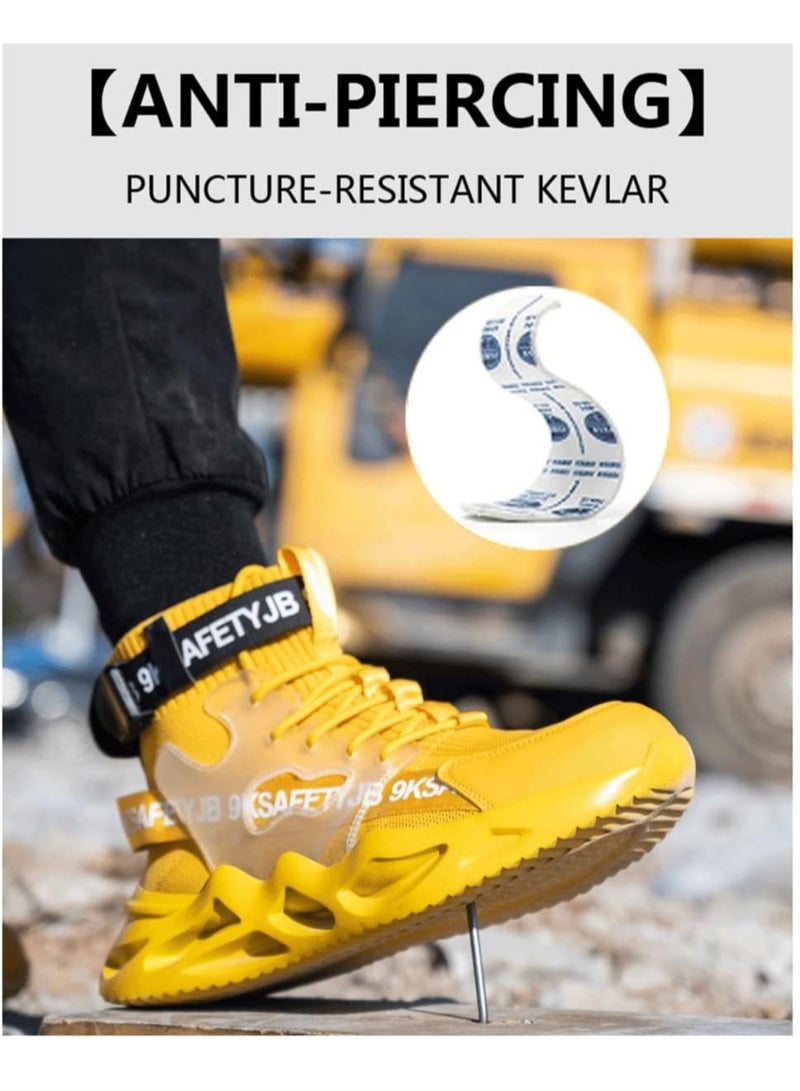 Men's Stylish Safety Work Boots Breathable Anti Smash Puncture Resistant with Steel Toe Protection Comfortable Lace Up Design(42 EUR) - Image 5