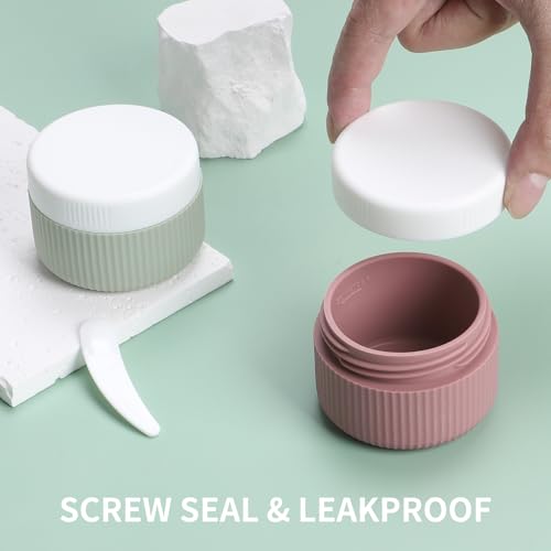 ME.FAN Travel Containers for Toiletries, TSA Approved 1.5 oz Silicone Cream Jars, Leak-proof Journey Containers, Trip Accessories with Lid for Cosmetic Face Hand 4 Pack White Lid - Morandi - Image 3