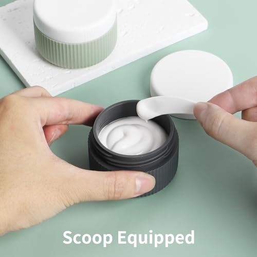 ME.FAN Travel Containers for Toiletries, TSA Approved 1.5 oz Silicone Cream Jars, Leak-proof Journey Containers, Trip Accessories with Lid for Cosmetic Face Hand 4 Pack White Lid - Morandi - Image 4
