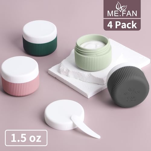 ME.FAN Travel Containers for Toiletries, TSA Approved 1.5 oz Silicone Cream Jars, Leak-proof Journey Containers, Trip Accessories with Lid for Cosmetic Face Hand 4 Pack White Lid - Morandi - Image 2