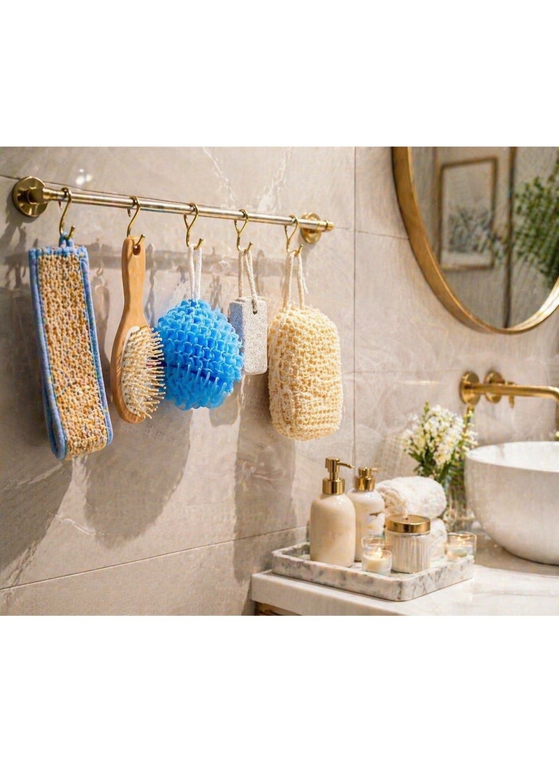Bath Kit Set with Loofah Back Scrubber, Blue Bath Sponge, Pumice Stone, Wooden Hair Brush, and Exfoliating Sponge Full Kit. Shower kit for women/men/Kids. Perfect for Gifting - Image 5
