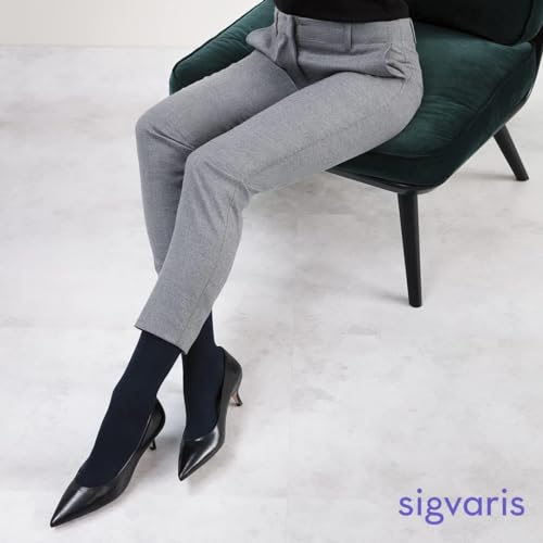 sigvaris جوارب ضغط نسائية من قطن جزيرة البحر SIGVARIS 151 بطول الركبة 1520 مم زئبقي أسود مقاس B متوسط - Image 5