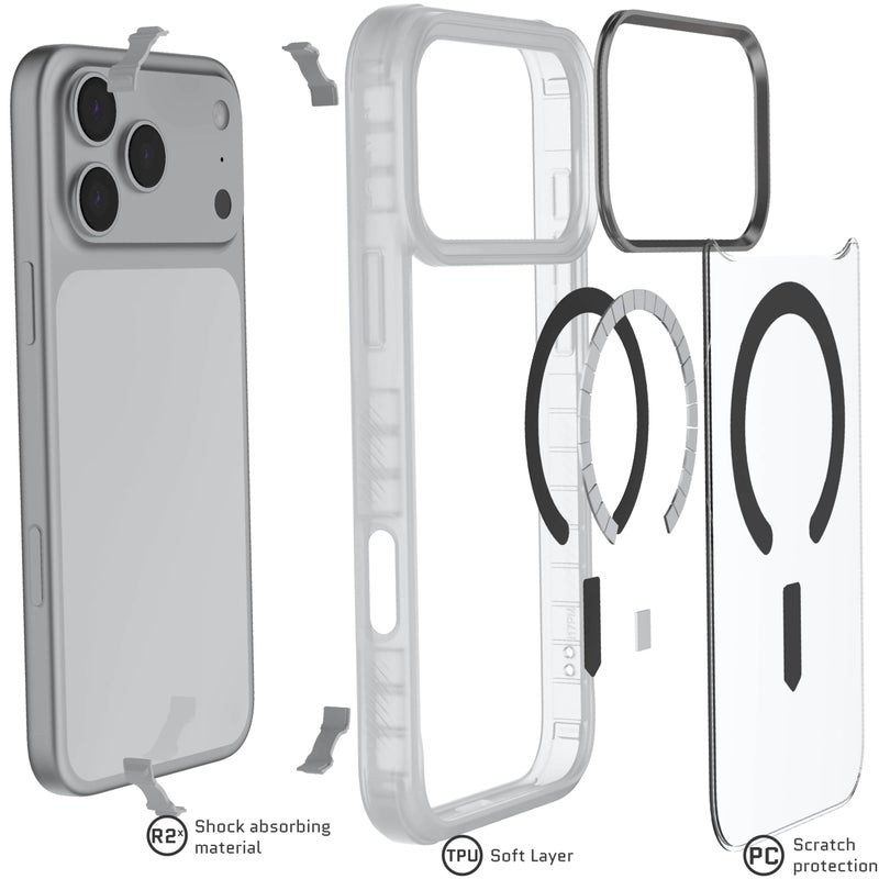 Ghostek Covert iPhone 17 Pro Max Case Clear - Compatible with MagSafe Accessories, Shockproof Silicone, Minimalist Phone Cover Designed for Apple iPhone17 Pro Max (6.9 Inch, Clear Matte) - Image 5