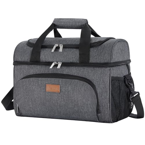 Lifewit Insulated Cooler Bag 32 Can Large Leakproof Beach Cooler Lightweight Portable Double Layer SoftSided Travel Ice Chest for Camping Kayaking Road Trips Grocery Shopping Dark Gray - Image 1