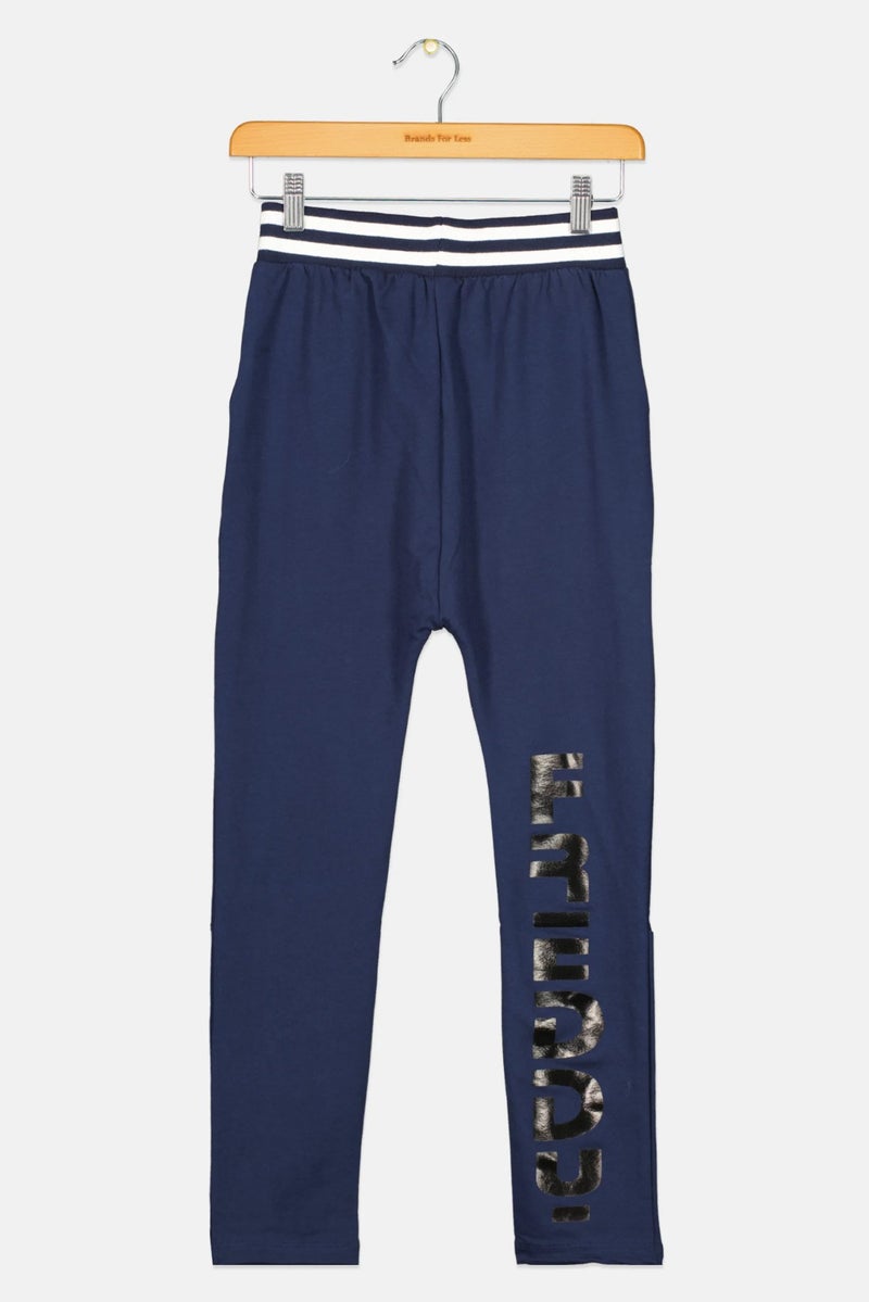 FREDDY Kids Girl Regular Fit Straight Leg Pants, Navy - Image 3