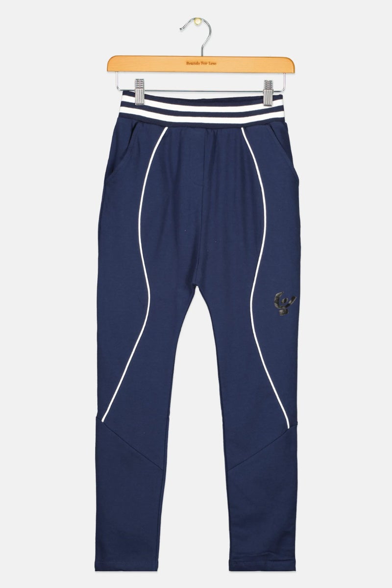 FREDDY Kids Girl Regular Fit Straight Leg Pants, Navy - Image 2