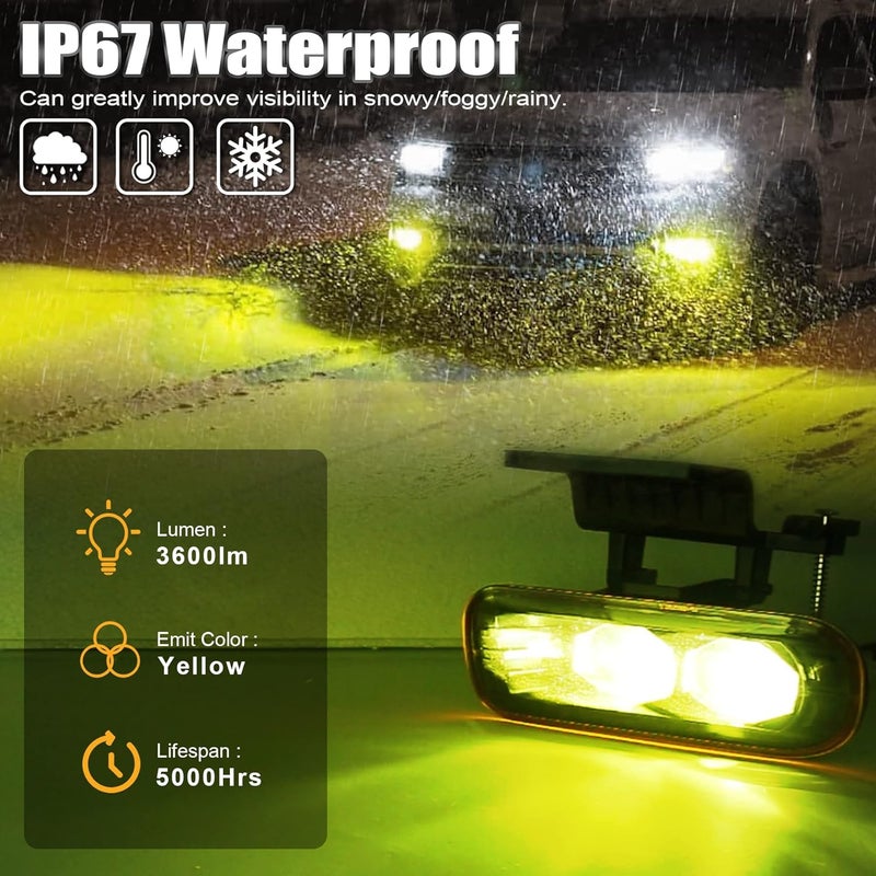 MOVOTOR Chevy LED Fog Lights with Yellow Lens - Dual 4D Projector Bumper Lights for Chevy Silverado and Suburban - Image 5