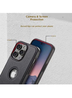 Mikki iPhone 15 Pro Max Case, Vegan Leather Protective Case for iPhone 15 Pro Max 6.7", Luxury, Elegant and Beautiful Design Cover, Non-Slip Vintage Looking Perfect Stitching Leather Case (Black)  - Image 5