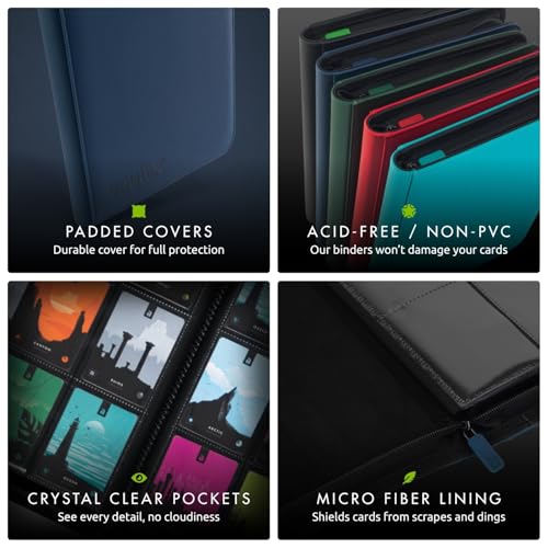 Vault X 12 Pocket Trading Card Zip Binder - 480 cards, Premium Exo-Tec Album Material, 20 Side-Loading Pages, Folder for Collectible Card Games, Sports, TCG (Blue) - Image 5