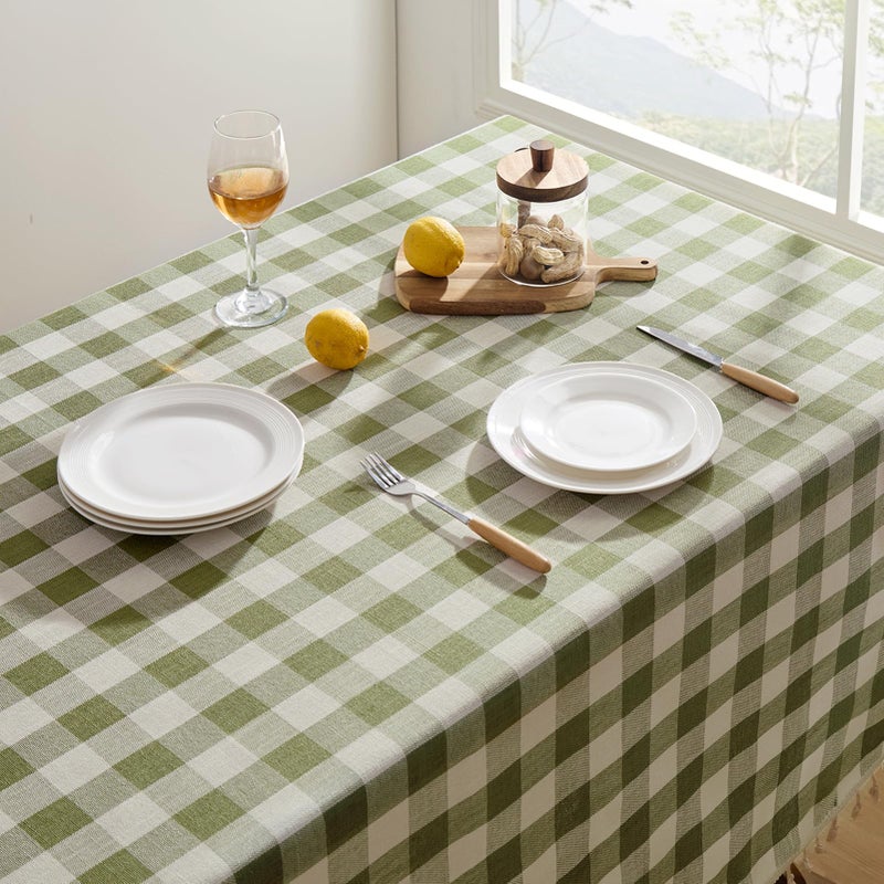 Softalker Spring Checkered Tablecloth Rectangle, Outdoor Linen Cotton Gingham Table Cloth with Tassel, Heavy Duty Wrinkle Free Buffalo Plaid Table Cover for Easter Dining Home - 55 x 102 Inch, Sage - Image 2