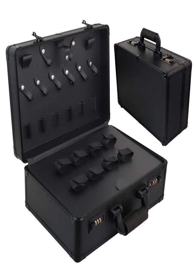 Kinglioncase Barber Case Clipper Bag Black, Hair Kit Tool Box Aluminum Organizer with Portable Handle and Secure Numlock for Scissors, Clippers, Barber Supplies 15.8" x 11" x 6.5" - Image 2