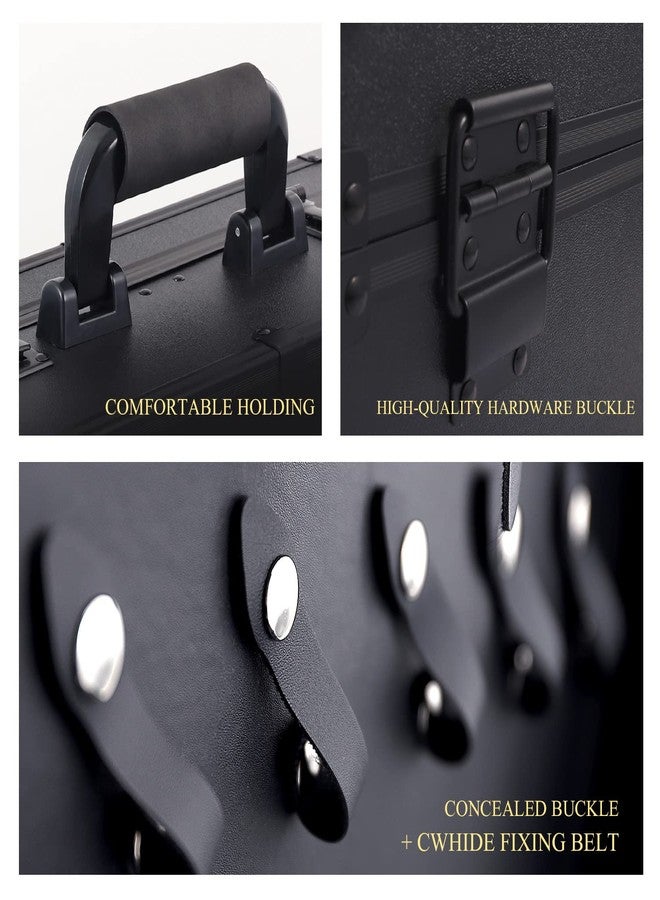 Kinglioncase Barber Case Clipper Bag Black, Hair Kit Tool Box Aluminum Organizer with Portable Handle and Secure Numlock for Scissors, Clippers, Barber Supplies 15.8" x 11" x 6.5" - Image 4