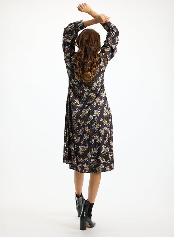 Virgio VIRGIO 100% Viscose Floral Print Shirt Midi Dress - Image 3