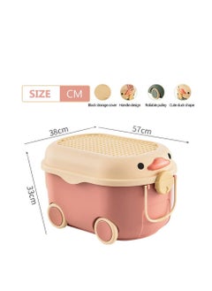 Golden Kids' Toy Storage Box Stackable Plastic Toy Organizer Large Capacity Cute Design with Building Block Cover for Children's Clothes Food Snacks Toys and Picture books (Red)  - Image 2