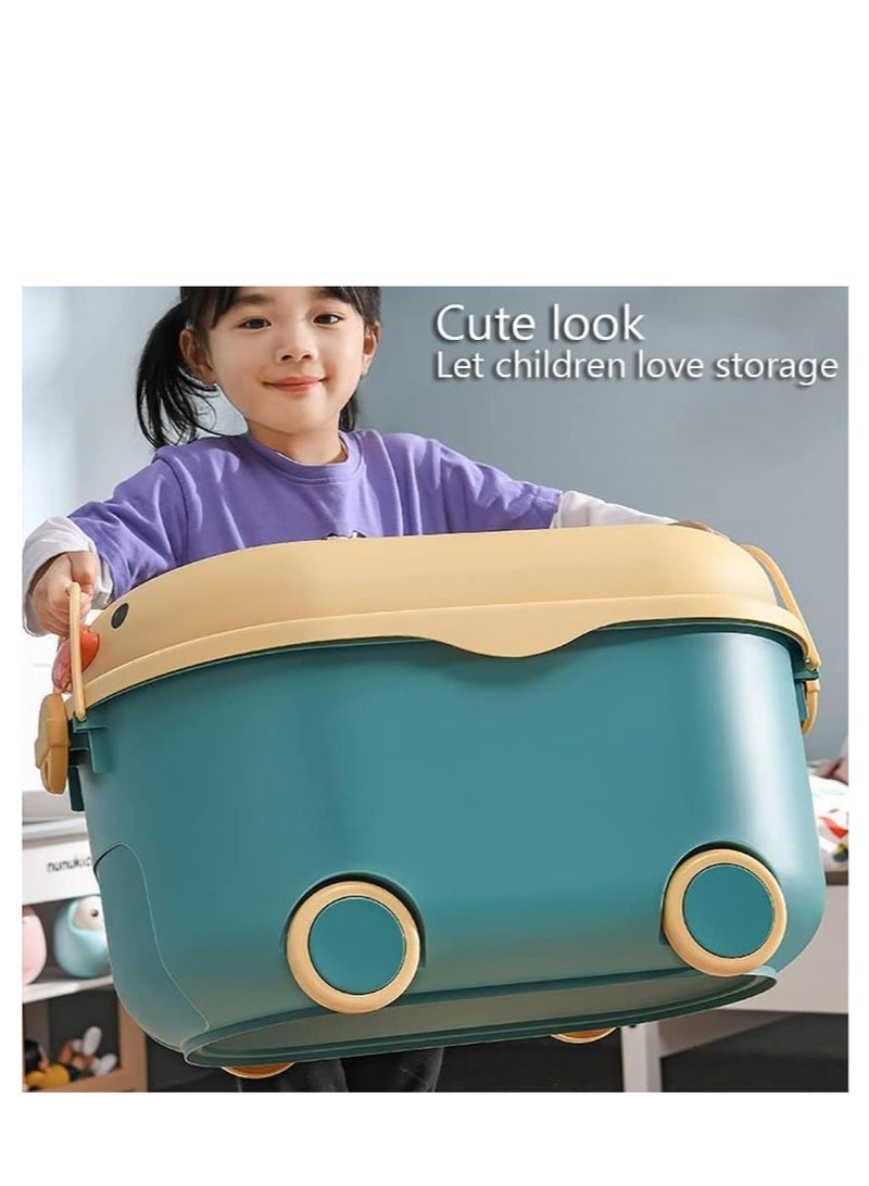 Golden Kids' Toy Storage Box Stackable Plastic Toy Organizer Large Capacity Cute Design with Building Block Cover for Children's Clothes Food Snacks Toys and Picture books (Red) - Image 4