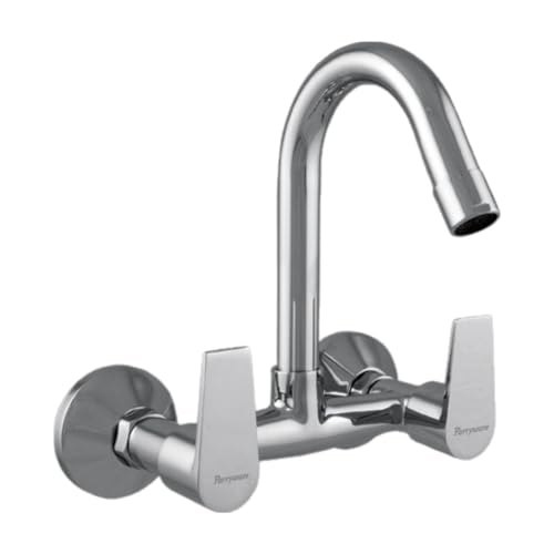 PARRYWARE Praseo Series Wall Mounted Swinging Spout HOT and Cold Sink Mixer (Chrome) | Twin Side Lever, Brass Body Water Tap/Faucet/Cock for Bathroom/Kitchen Wash Basin | T1335A1 - Image 1