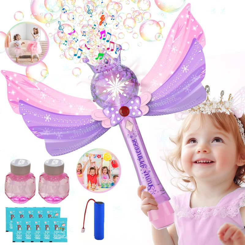 Hugeway Princess Bubble WandRechargeable Bubble Machine for KidsMusic Light Up Bubble BlowerBubble MakerOutdoor Halloween Party Birthday Bubble Toy for ToddlersGift for Girls 3 4 5 6 7 8 Year Old - Image 3