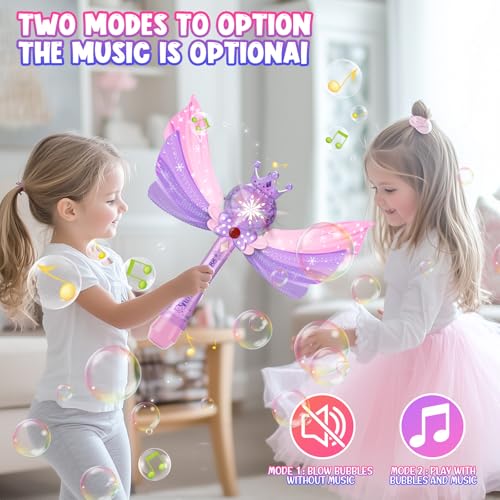 Hugeway Princess Bubble WandRechargeable Bubble Machine for KidsMusic Light Up Bubble BlowerBubble MakerOutdoor Halloween Party Birthday Bubble Toy for ToddlersGift for Girls 3 4 5 6 7 8 Year Old - Image 5