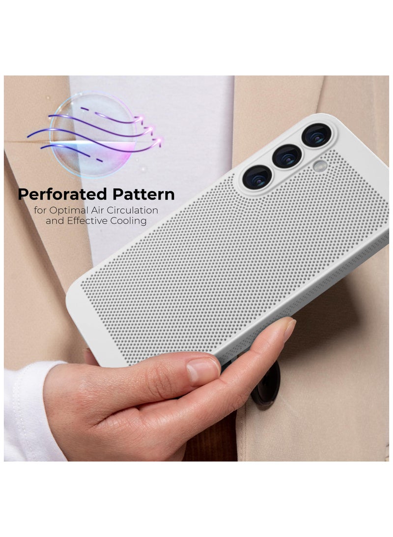 Heat Dissipation Case with Built in Camera Lens Protector Slim Fit Breathable Cooling Anti Fingerprint Hard PC Back Shockproof Cover For Samsung Galaxy A15 (White)  - Image 3
