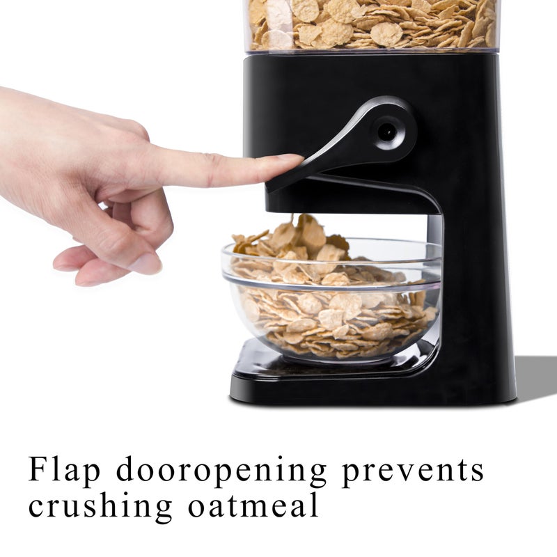 FHJP Cereal Dispenser Countertop, 5L Kitchen Organization Cereal Containers Storage, Desktop Candy Dispenser Plastic Cereal Dispenser, Snack Containers Can Hold Granola, Dry Food, Grain (Black, 1Pc) - Image 3