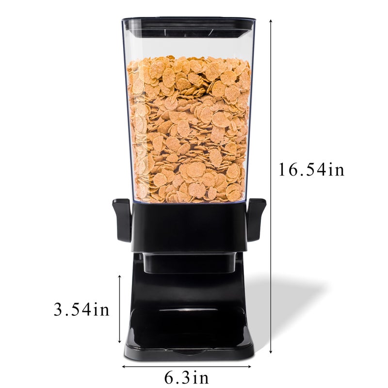 FHJP Cereal Dispenser Countertop, 5L Kitchen Organization Cereal Containers Storage, Desktop Candy Dispenser Plastic Cereal Dispenser, Snack Containers Can Hold Granola, Dry Food, Grain (Black, 1Pc) - Image 2