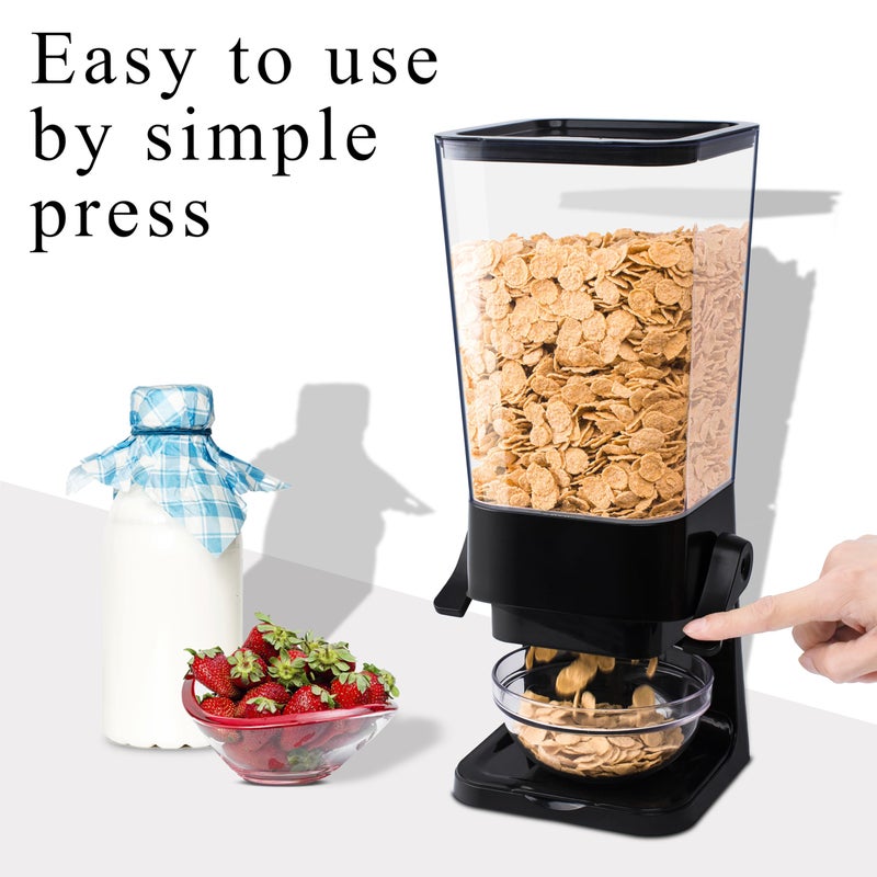 FHJP Cereal Dispenser Countertop, 5L Kitchen Organization Cereal Containers Storage, Desktop Candy Dispenser Plastic Cereal Dispenser, Snack Containers Can Hold Granola, Dry Food, Grain (Black, 1Pc) - Image 4