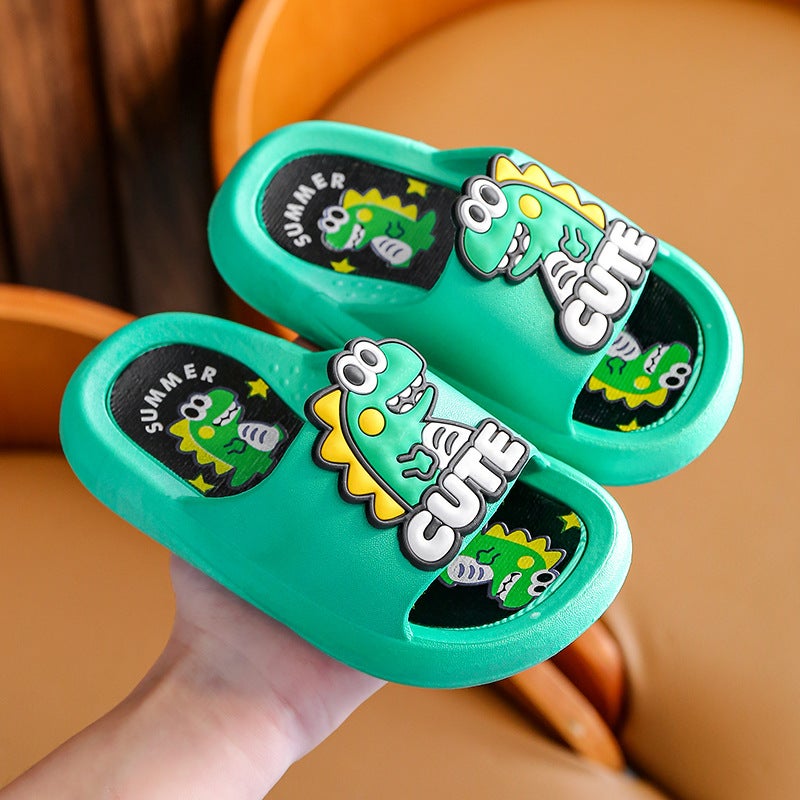 Kids Cartoon Dinosaur Slippers Spring Summer A01 green dinosaur/ 