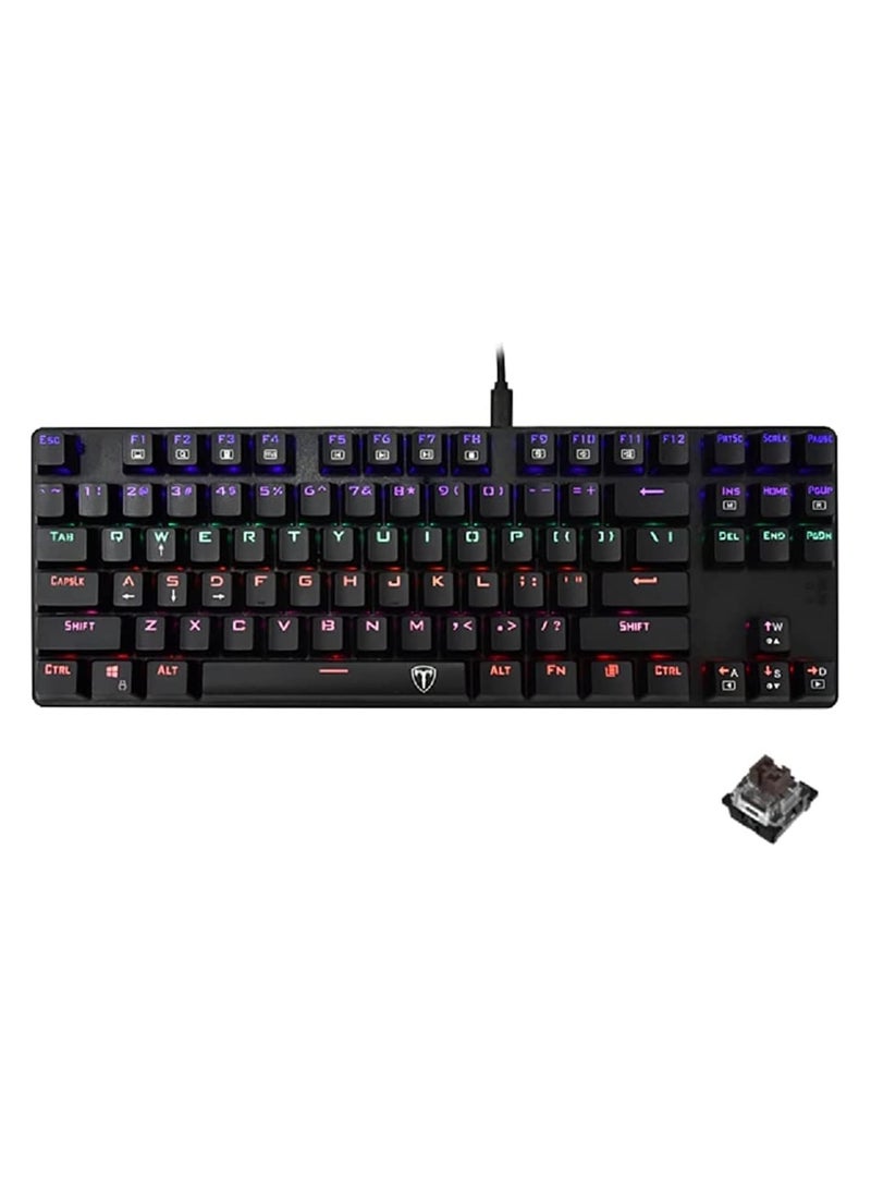 T-DAGGER TGK313 Bora Gaming Mechanical Keyboard - Rainbow LED Lighting - Hot Swappable Switches (Brown Switch), USB - Image 1