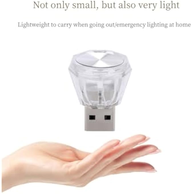 Azonee Car Usb Atmosphere Led Light Portable Led Lights Dazzling DiamondShaped Usb Ambient Lights Mini Car Interior Ambient Lighting Kit For Decorating With Usb Ports Led Vehicle Light 6Pcs - Image 4