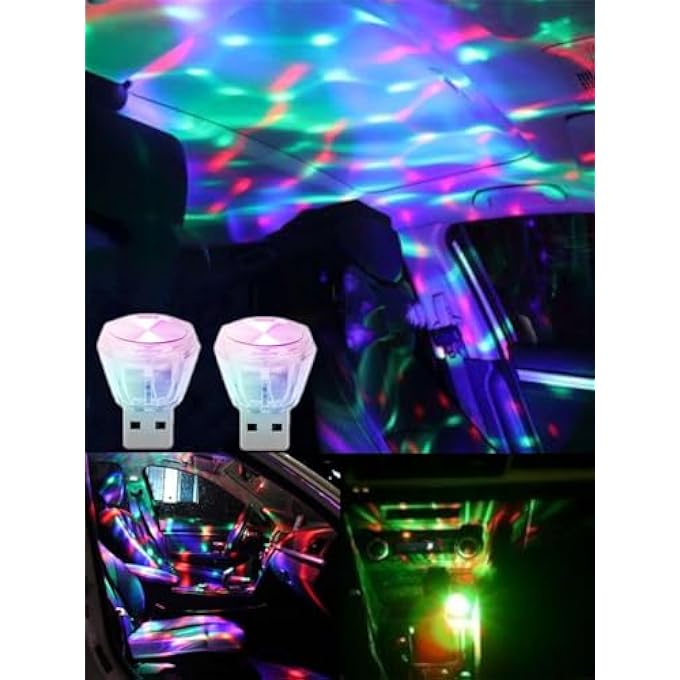 Azonee Car Usb Atmosphere Led Light Portable Led Lights Dazzling DiamondShaped Usb Ambient Lights Mini Car Interior Ambient Lighting Kit For Decorating With Usb Ports Led Vehicle Light 6Pcs - Image 3