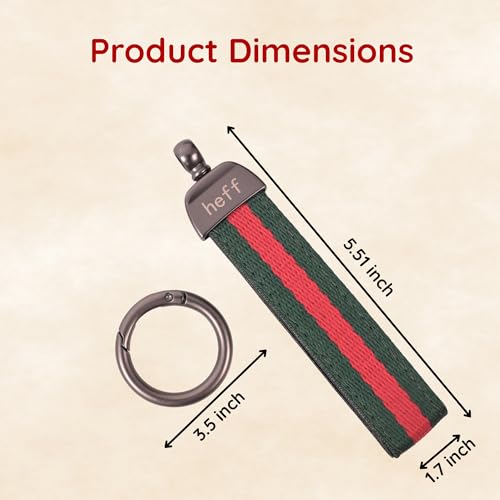 Heff Designer Keychain HF1003, Striped Fabric Keyring with Metal Ring, Green-Red, Multipurpose for Car, Bike, Home, Office and Student - Image 5