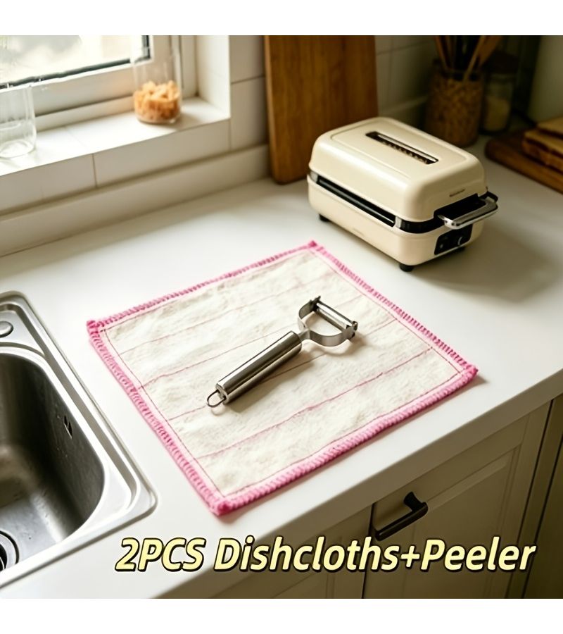 3 Piece Stainless Steel Julian Peeler And Kitchen Towel Set For Peeling. - Image 4