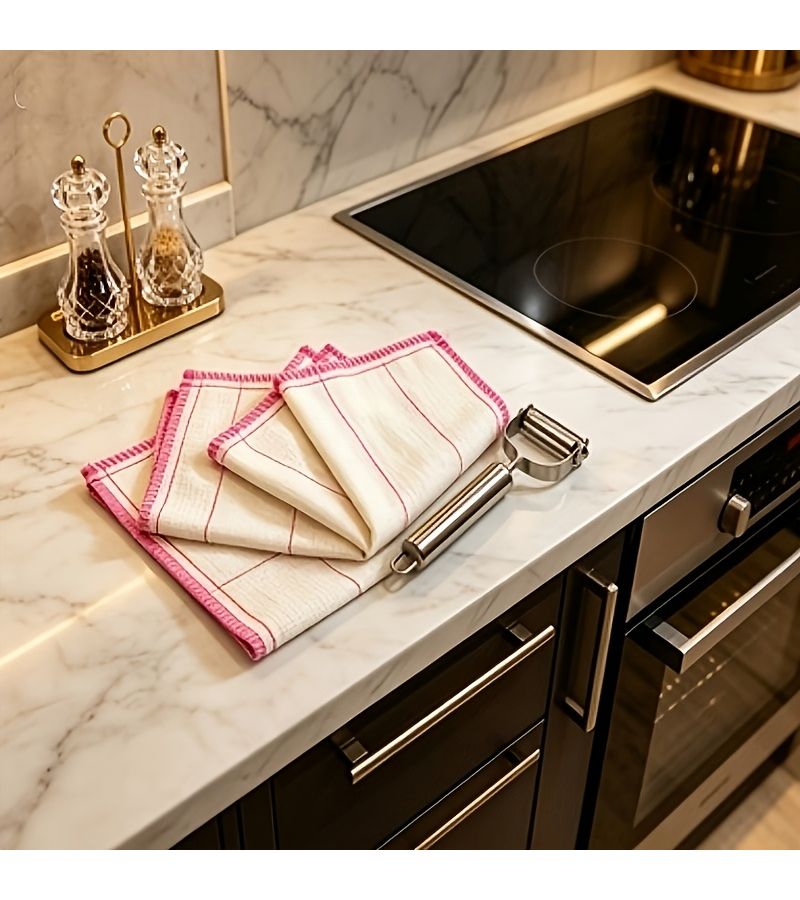3 Piece Stainless Steel Julian Peeler And Kitchen Towel Set For Peeling. - Image 1