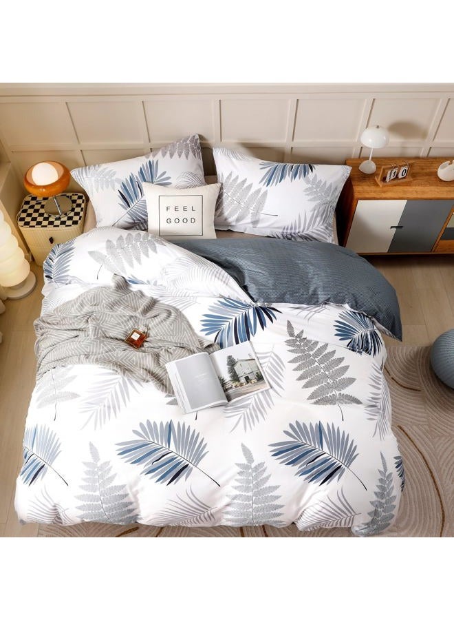 OAITE Duvet Cover Set,100% Cotton Comforter Cover with Leaf Pattern Duvet Cover Set,Soft Bedding Set Includes with 3 Piece (2 Pillow Shams,1 Duvet Cover) - Image 3