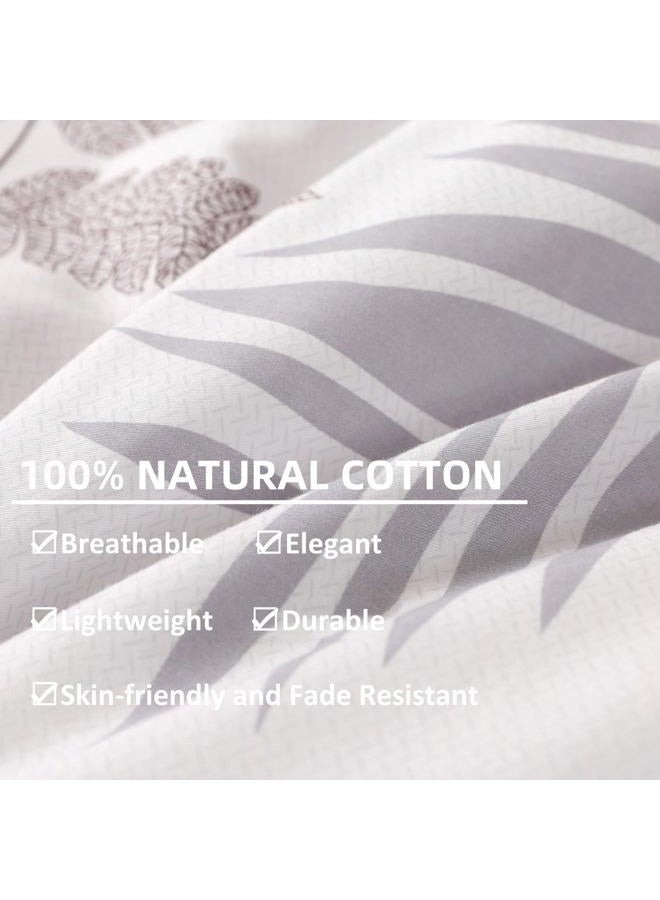 OAITE Duvet Cover Set,100% Cotton Comforter Cover with Leaf Pattern Duvet Cover Set,Soft Bedding Set Includes with 3 Piece (2 Pillow Shams,1 Duvet Cover) - Image 5