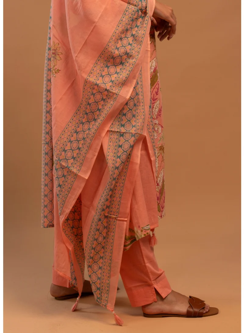 Zaha Dxb  Pink All-Over Print Salwar Kameez Set | Cotton Ethnic Wear for Women for Women | Best Price UAE
